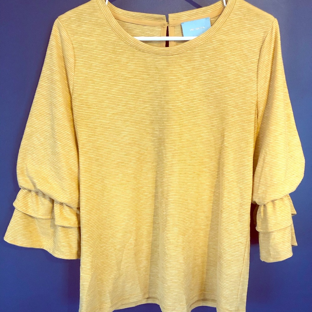 Skies Are Blue yellow bell sleeve blouse